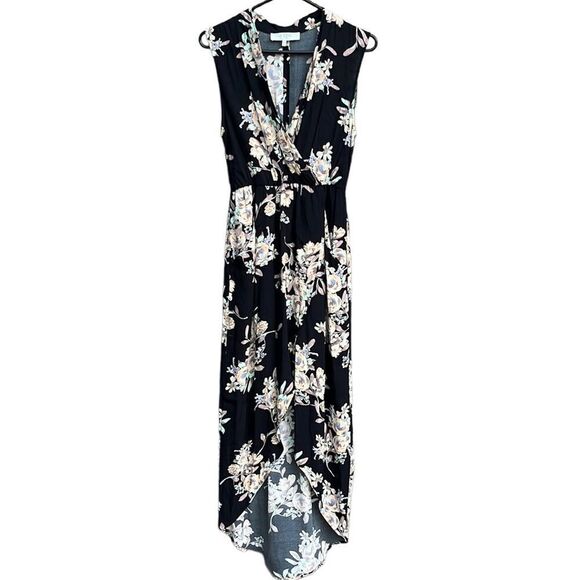 EUC ASTR The Label Black Floral Faux Wrap Dress - Picture 1 of 8